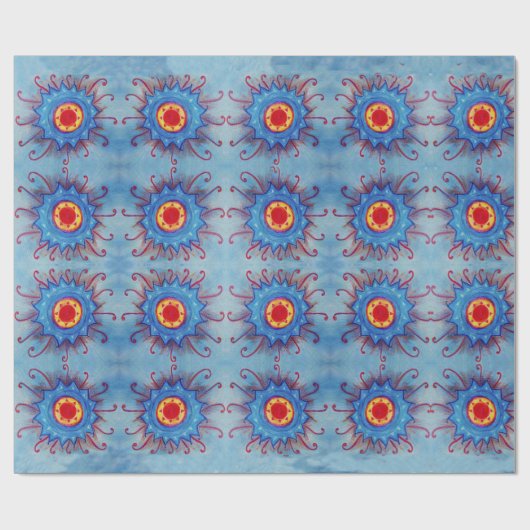 Blaues Mandala-Musterpapier Geschenkpapier (Flach)