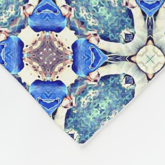 Blaues Mandalaherzmuster Thunder_Cove Fleecedecke (Ecke)