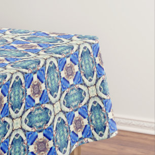 Blaues Mandalaherzmuster Thunder_Cove Tischdecke