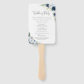 Blaues Marine-Blumen-Hochzeitsprogramm-Handfächer Fächer (Rückseite)