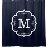 Blaues Marine-   Monogramm Duschvorhang (Vorderseite)