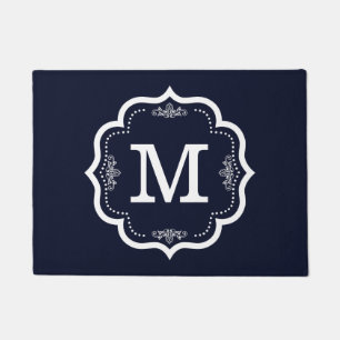 Blaues Marine- Monogramm Fußmatte