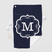 Blaues Marine-Monogramm Golfhandtuch (Insitu)