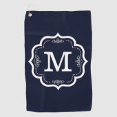 Blaues Marine-Monogramm Golfhandtuch (Vorderseite)