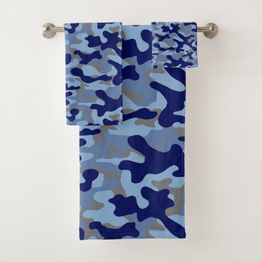 Blaues Marine-Tarnmuster Badhandtuch Set (Insitu)