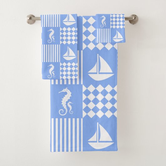 Blaues Maritimes Badhandtuch Set (Insitu)