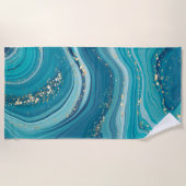 Blaues Marmorhandtuch Strandtuch (Vorderseite)