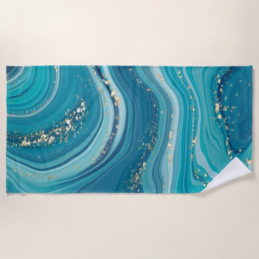 Blaues Marmorhandtuch Strandtuch (Vorderseite)