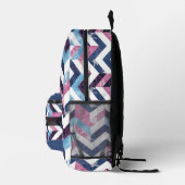 Blaues Marmormuster in weißem Rosa Bedruckter Rucksack (Rechts)