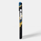 Blaues Marmormuster mit Gold Case-Mate iPhone Hülle (Rückseite / Links)