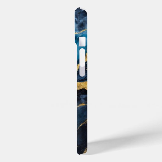 Blaues Marmormuster mit Gold Case-Mate iPhone Hülle (Rückseite / Links)