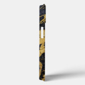 Blaues Marmormuster mit Gold Case-Mate iPhone Hülle (Rückseite / Rechts)