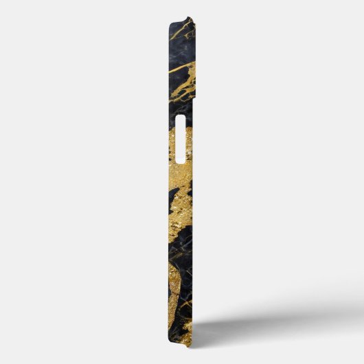 Blaues Marmormuster mit Gold Case-Mate iPhone Hülle (Rückseite / Rechts)