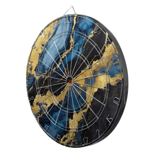 Blaues Marmormuster mit Gold Dartscheibe (Vorderseite rechts)