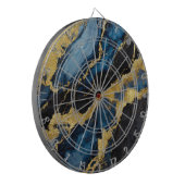 Blaues Marmormuster mit Gold Dartscheibe (Vorderseite Links)