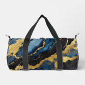 Blaues Marmormuster mit Gold Duffle Bag (Vorderseite)