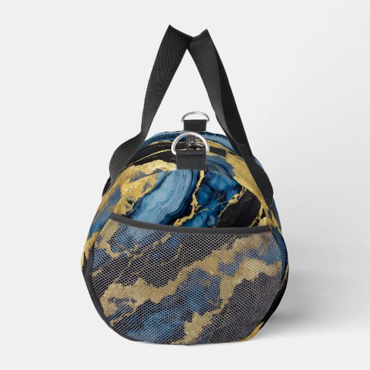 Blaues Marmormuster mit Gold Duffle Bag (Rechts)