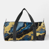 Blaues Marmormuster mit Gold Duffle Bag (Rückseite)