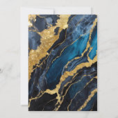 Blaues Marmormuster mit Gold Einladung (Rückseite)