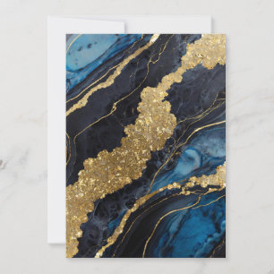 Blaues Marmormuster mit Gold Einladung
