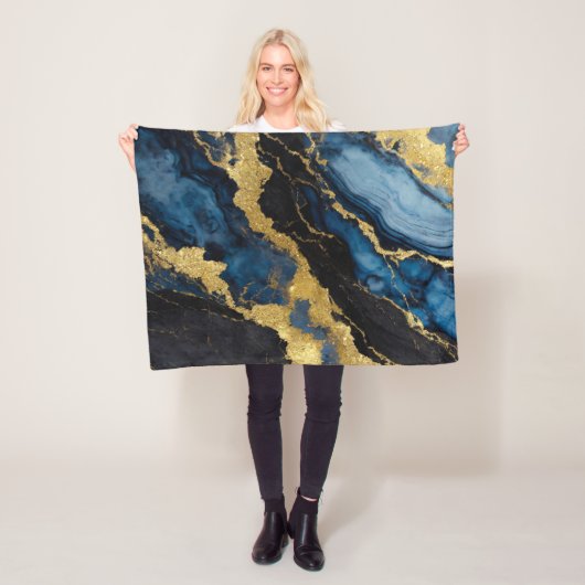Blaues Marmormuster mit Gold Fleecedecke (Beispiel)