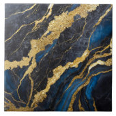 Blaues Marmormuster mit Gold Fliese (Vorderseite)