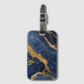 Blaues Marmormuster mit Gold Gepäckanhänger (Vorderseite Vertikal)