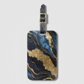 Blaues Marmormuster mit Gold Gepäckanhänger (Vorderseite Vertikal)