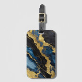 Blaues Marmormuster mit Gold Gepäckanhänger (Vorderseite Vertikal)