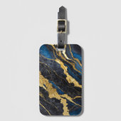 Blaues Marmormuster mit Gold Gepäckanhänger (Vorderseite Vertikal)