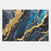 Blaues Marmormuster mit Gold Geschenkpapier Set (Vorderseite 2)