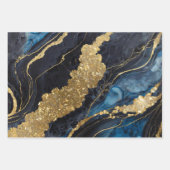 Blaues Marmormuster mit Gold Geschenkpapier Set (Vorderseite)