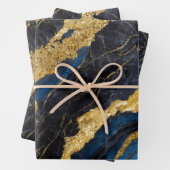 Blaues Marmormuster mit Gold Geschenkpapier Set (Beispiel)