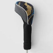 Blaues Marmormuster mit Gold Golf Headcover (angewinkelt)