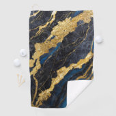 Blaues Marmormuster mit Gold Golfhandtuch (Insitu)