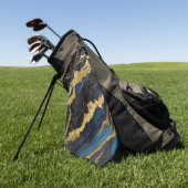 Blaues Marmormuster mit Gold Golfhandtuch (Gras)