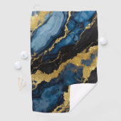 Blaues Marmormuster mit Gold Golfhandtuch (Insitu)