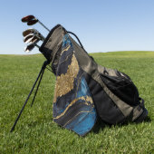 Blaues Marmormuster mit Gold Golfhandtuch (Gras)