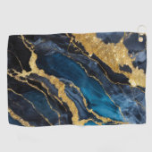 Blaues Marmormuster mit Gold Golfhandtuch (Horizontal)