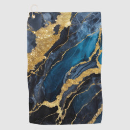 Blaues Marmormuster mit Gold Golfhandtuch