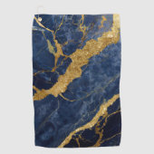 Blaues Marmormuster mit Gold Golfhandtuch (Vorderseite)