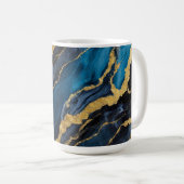 Blaues Marmormuster mit Gold Kaffeetasse (VorderseiteRechts)