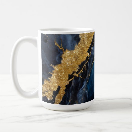 Blaues Marmormuster mit Gold Kaffeetasse (Links)