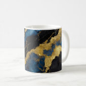 Blaues Marmormuster mit Gold Kaffeetasse (VorderseiteRechts)