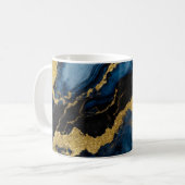 Blaues Marmormuster mit Gold Kaffeetasse (Vorderseite Links)