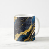 Blaues Marmormuster mit Gold Kaffeetasse (VorderseiteRechts)