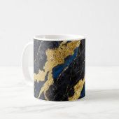 Blaues Marmormuster mit Gold Kaffeetasse (Vorderseite Links)