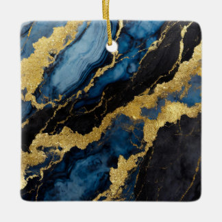 Blaues Marmormuster mit Gold Keramikornament