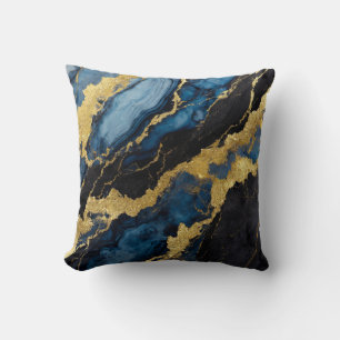Blaues Marmormuster mit Gold Kissen
