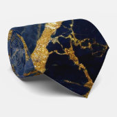 Blaues Marmormuster mit Gold Krawatte (Gerollt)